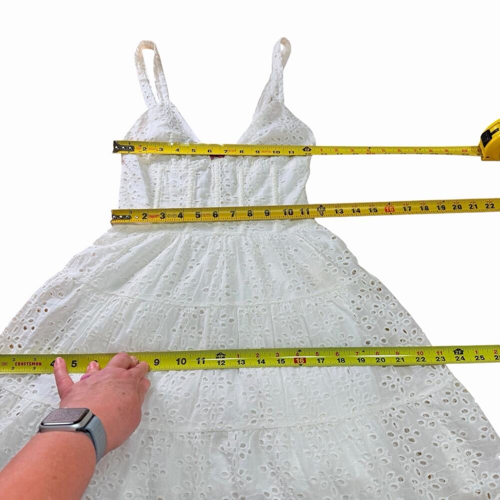 Edikted Bennett Eyelet Corset Mini Dress S White Cottagecore Coquette Boho NWT - Picture 8 of 10